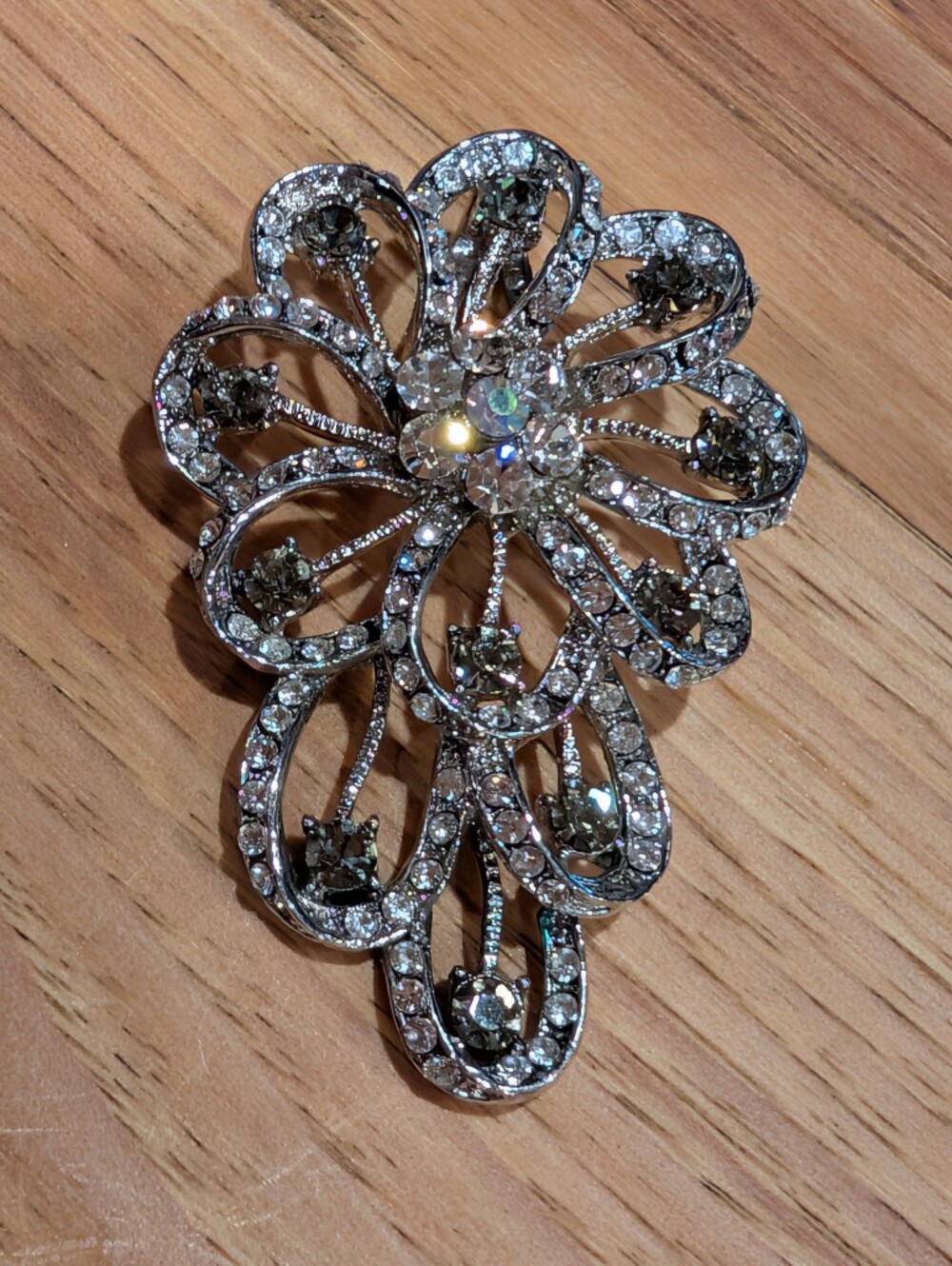 Crystal Flower Pendant - Silver-Tone